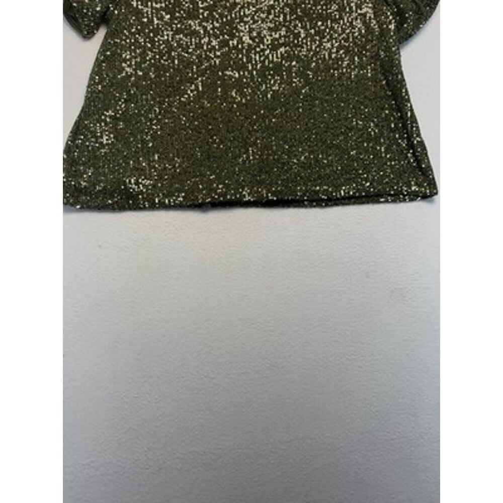 Womens Cato‘S Green Sequin Short Sleeved Party Blouse 14/16 Holiday Glamour ￼ - Picture 11 of 12